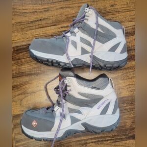 Alloy Toe Merrell Women's Gray and Purple Waterproof Workboots